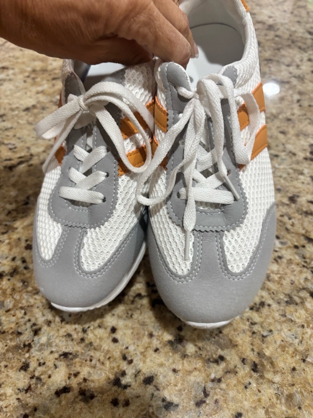 Boutique 9 White and Orange Mesh Athletic Sneakers - Picture 3 of 5